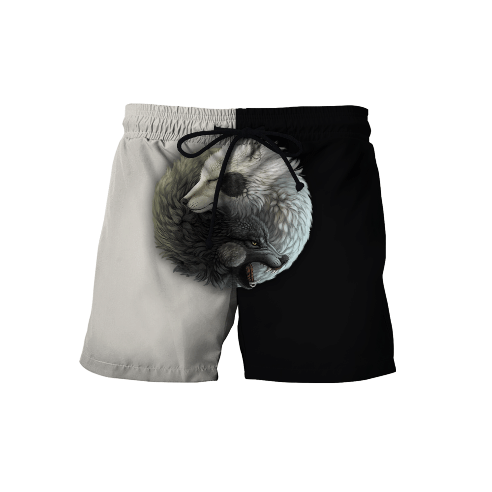 Wolf Yin and Yang 3D All Over Printed Unisex Deluxe Hoodie ML