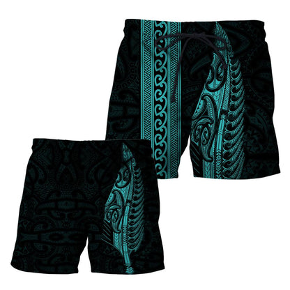 Maori Silver Fern Turquoise 3D Printed Unisex Shirts