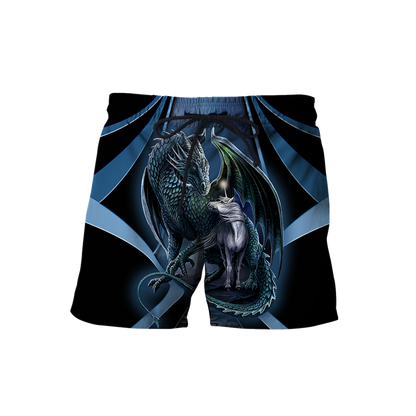 Premium All Over Printed Blue Dragon And Horse Shirts MEI