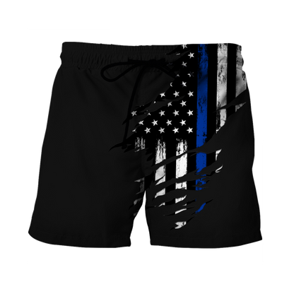 Thin Blue Line apparel US Law Enforcement custom name design 3d print shirts Proud Military