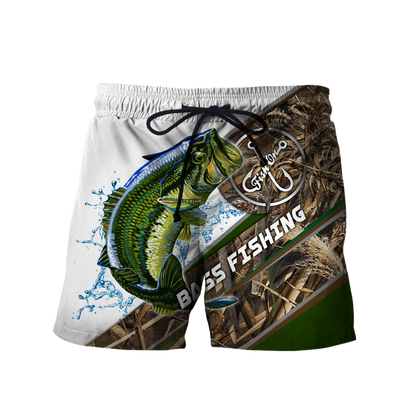 Custom name Bass Fishing camo 3D print shirts