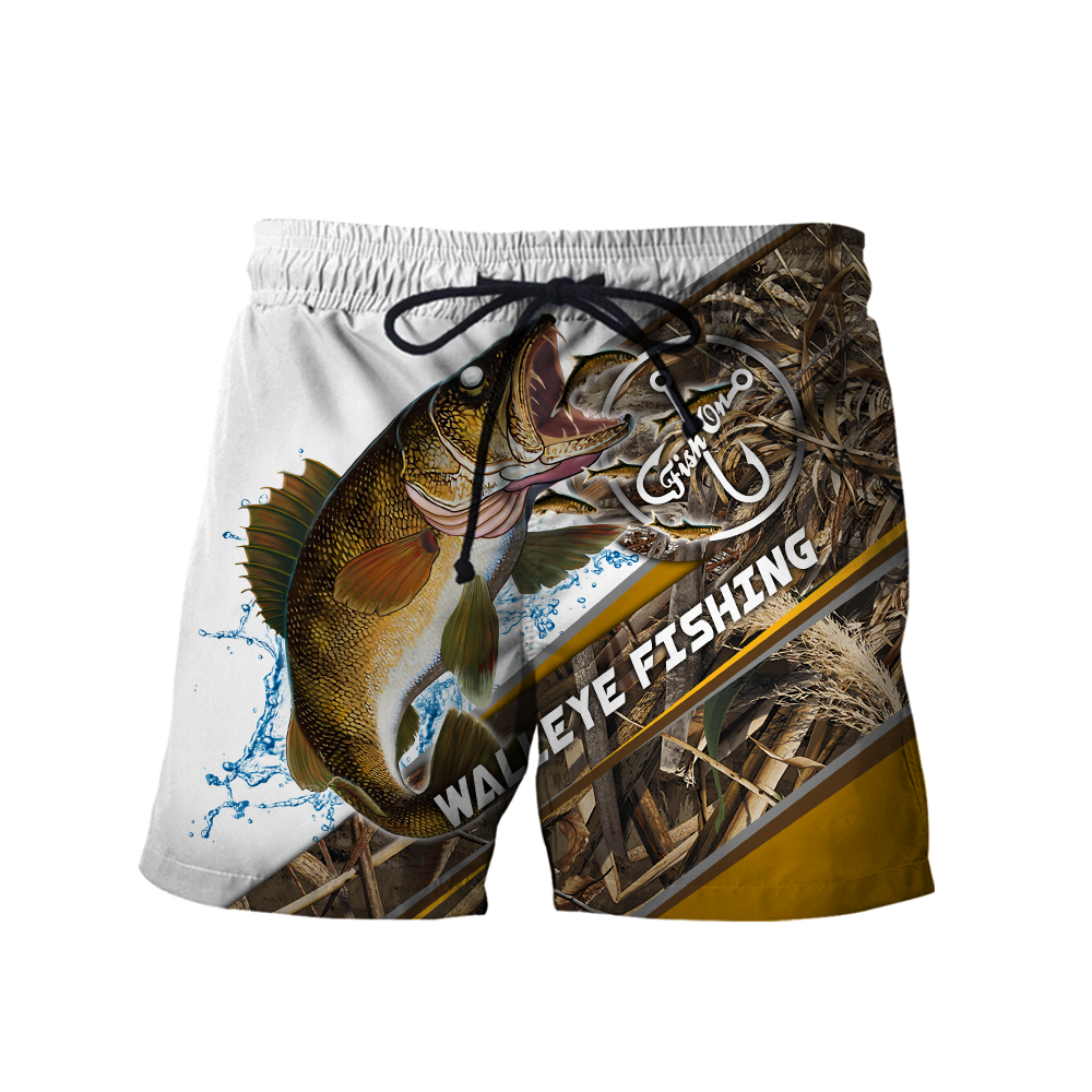 Custom name Walleye Fishing camo 3D print shirts