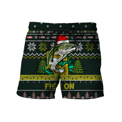 Trout Fishing Fish on Christmas Hat 3D Shirts