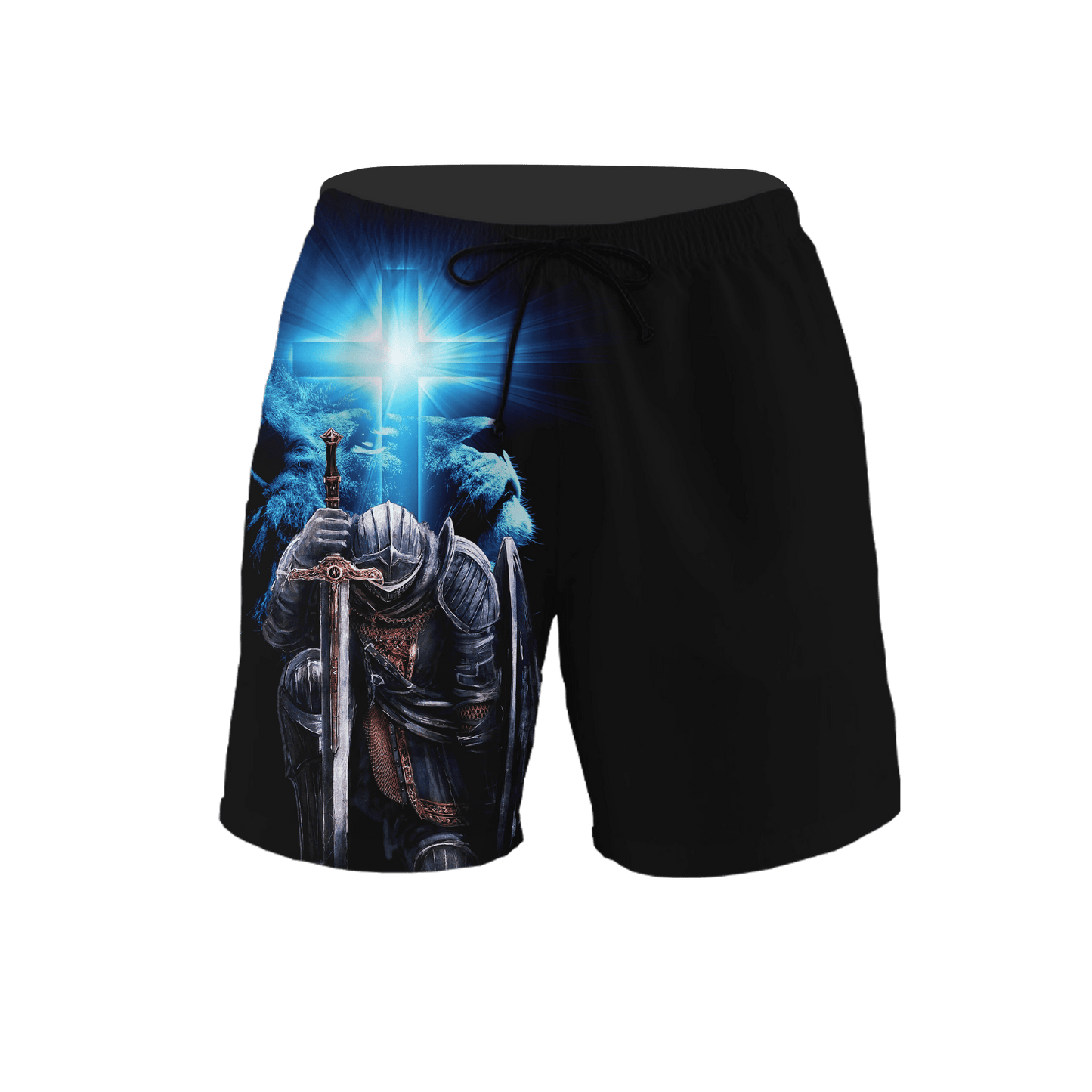 Jesus Christ Lion Blue Cross Child of God Man of Faith Warrior of Christ 3D Printed Hoodie, T-Shirt for Men and Women