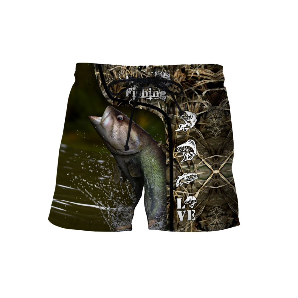 Custom name Bass Fishing water camo 3D print shirts