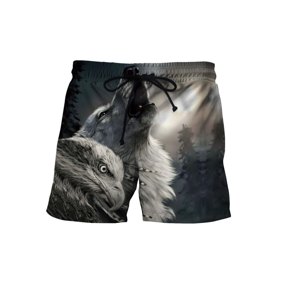 Eagle And Wolf Native American Hoodie 3D All Over Printed Shirts