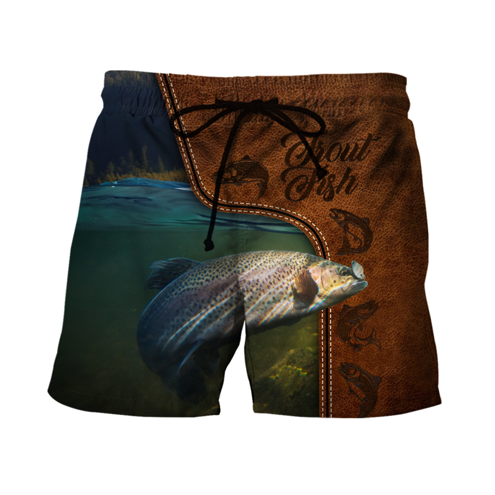 Trout Fishing water camo Cosplay leather 3D print shirts