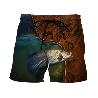 Trout Fishing water camo Cosplay leather 3D print shirts
