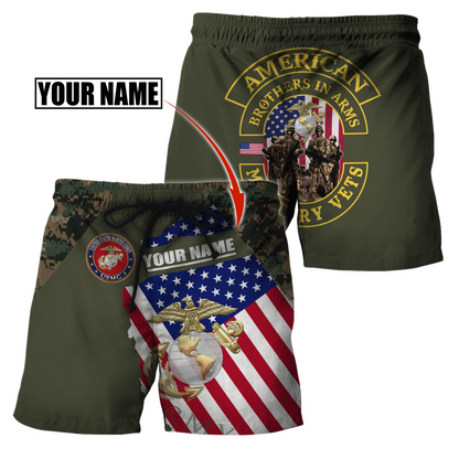 Custom name US Marine Corps Veteran Brothers in arms 3D print shirts Proud Military