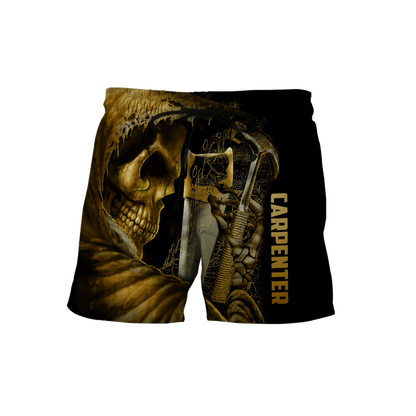 Personalized Name Carpenter 3D All Over Printed Unisex Shirts Golden Skull