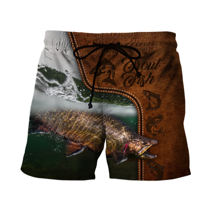 Trout Fishing water camo Cosplay leather 3D print shirts
