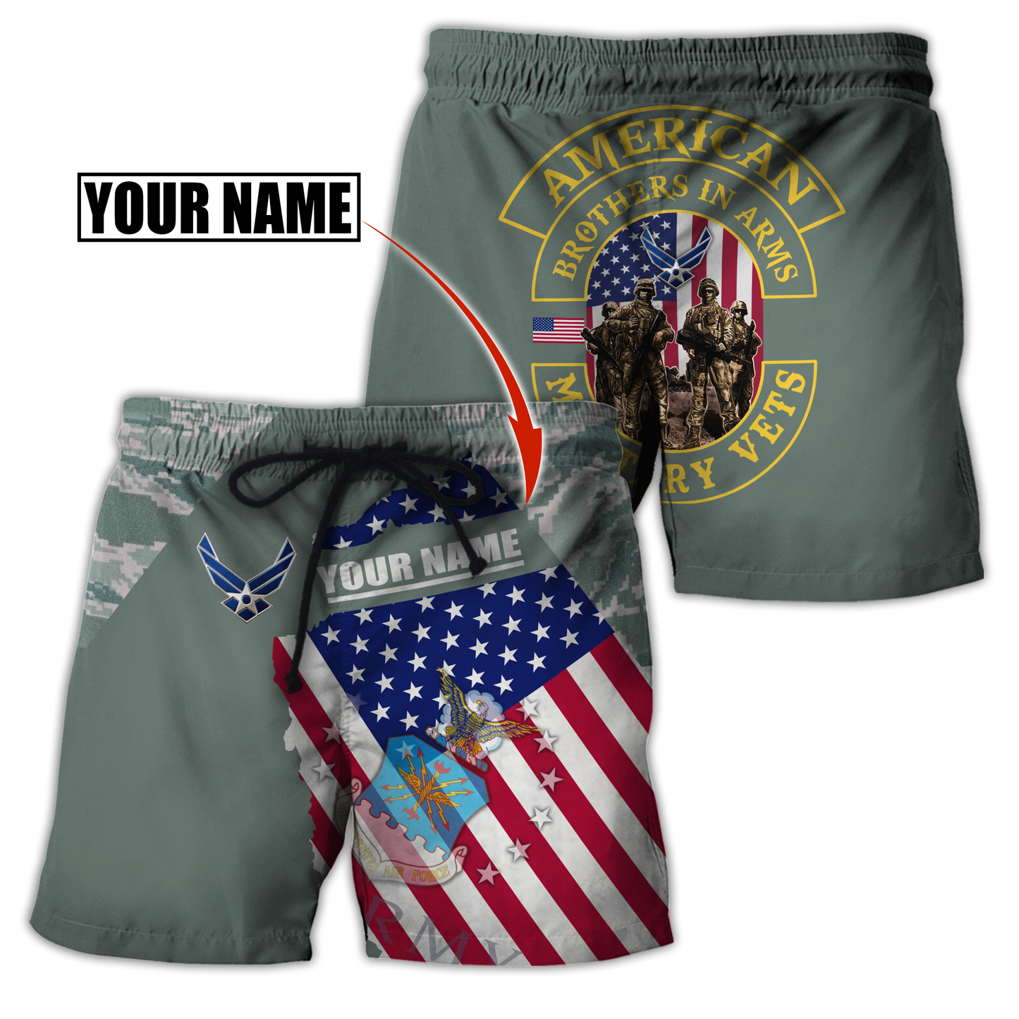Custom name US Air Force Veteran Brothers in arms 3D print shirts Proud Military