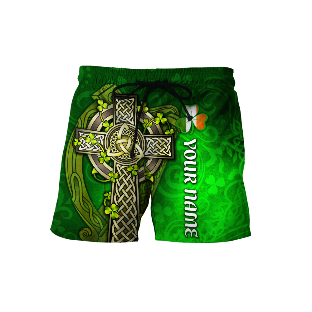 Premium Unisex Hoodie Custom Name Irish St.Patrick  Celtic Cross And The Irish Harp ML