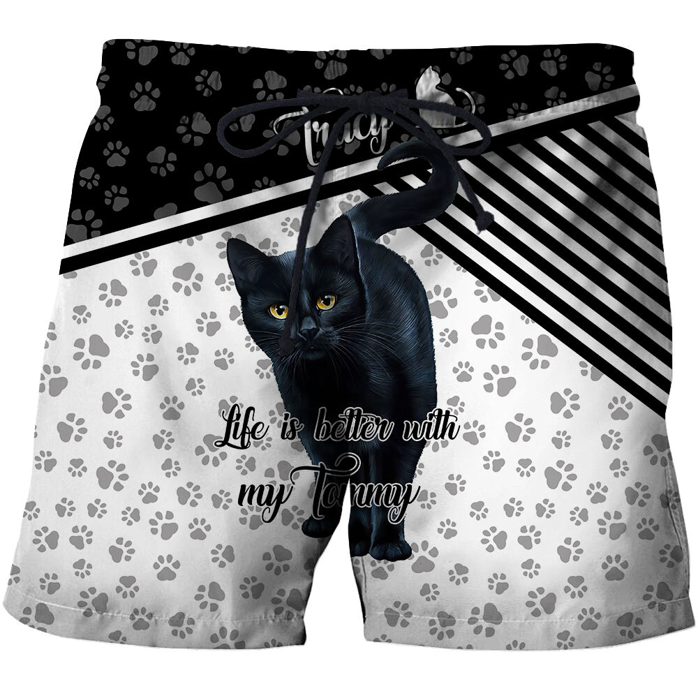 Customize Name Black Cat Hoodie For Men And Women