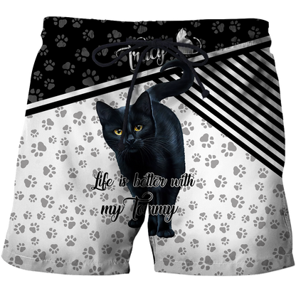 Customize Name Black Cat Hoodie For Men And Women