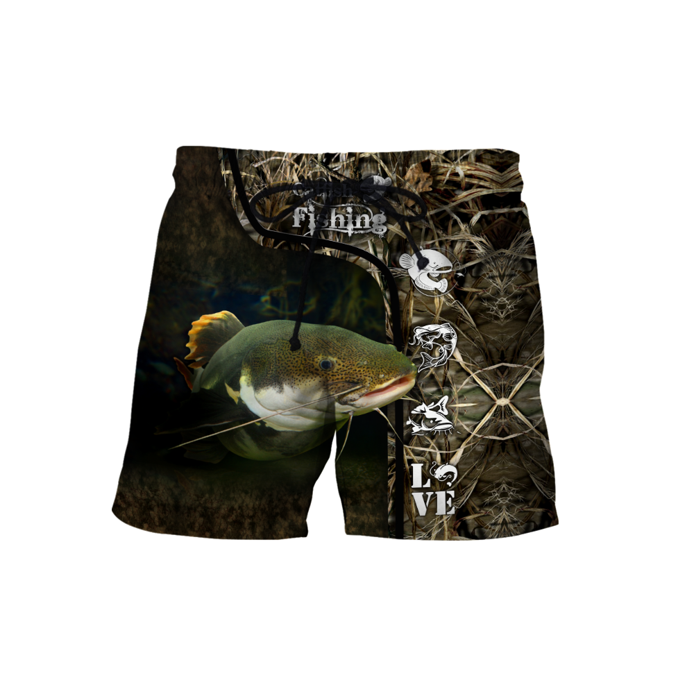 Custom name Catfish Fishing water camo 3D print shirts