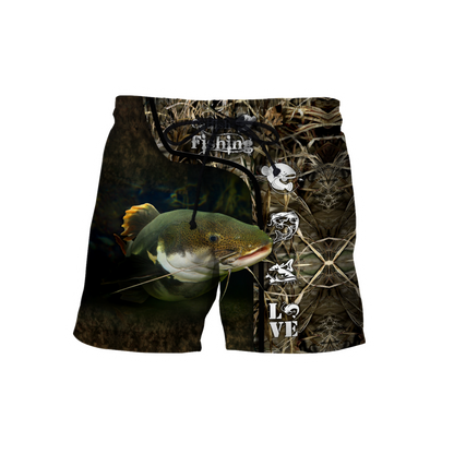 Custom name Catfish Fishing water camo 3D print shirts