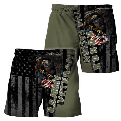 Custom name US Army Veteran Honor the fallen 3d printed shirts Proud Military