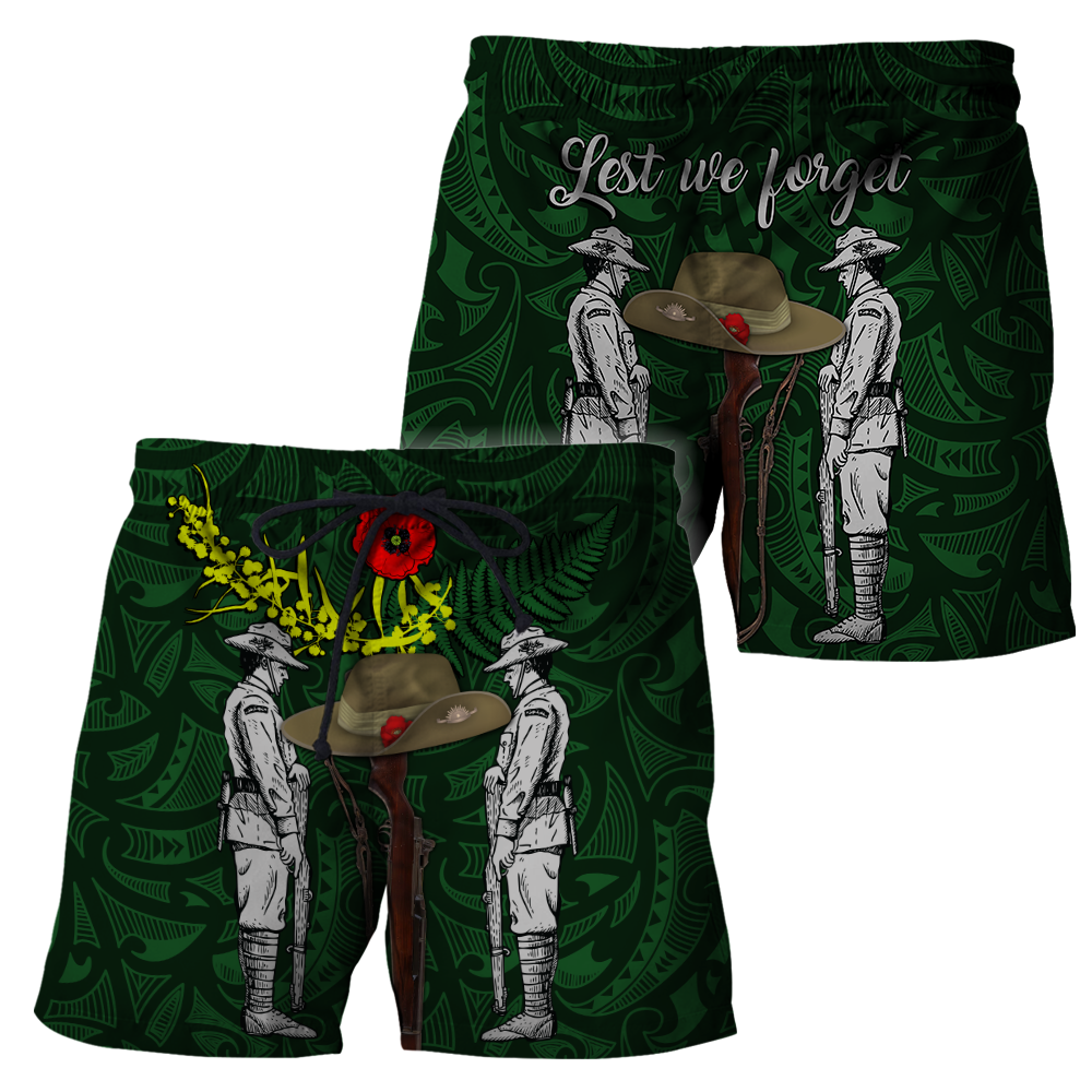 Lest We Forget Anzac Day Australia Golden Wattle And New Zealand Fern 3D Printed Shirts TN