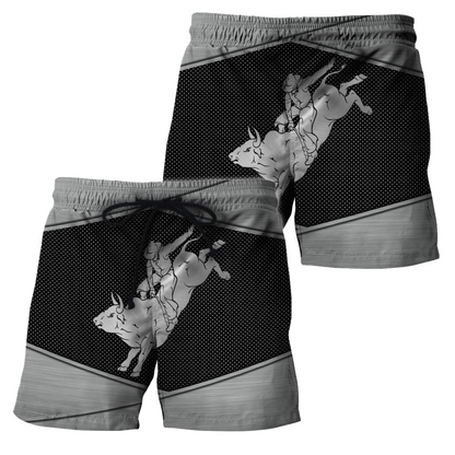 Personalized Name Bull Riding 3D All Over Printed Unisex Shirts Metal Pattern