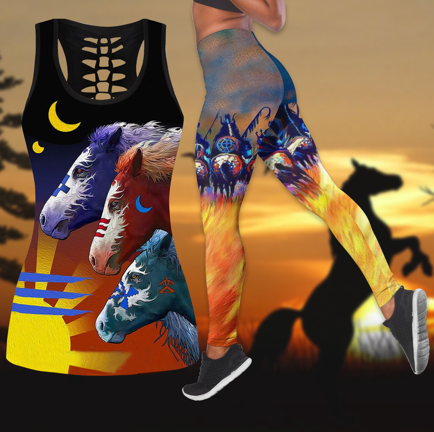Native American Combo Legging + Tank by SUN  AM-SU080402 - Amaze Style™-Apparel
