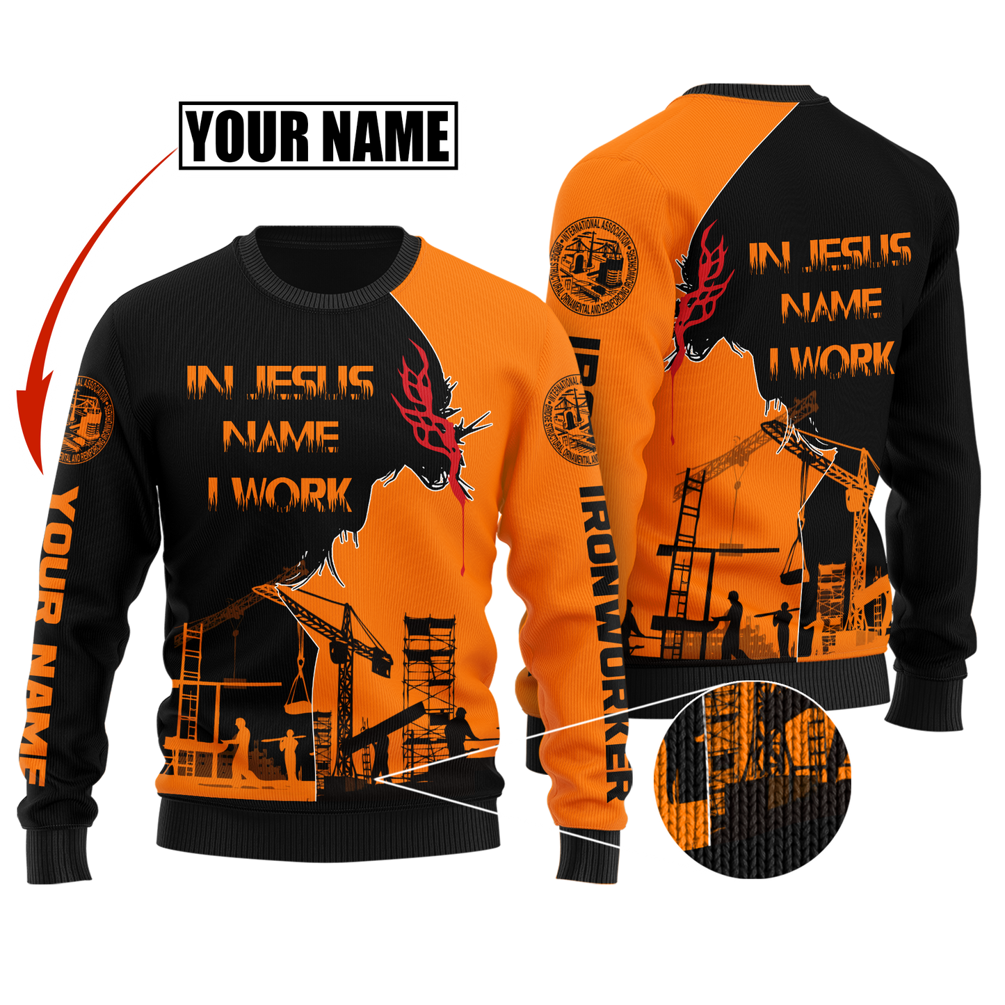 Personalized Ironworker In Jesus Name I Work 3D Printed Unisex Shirts TN