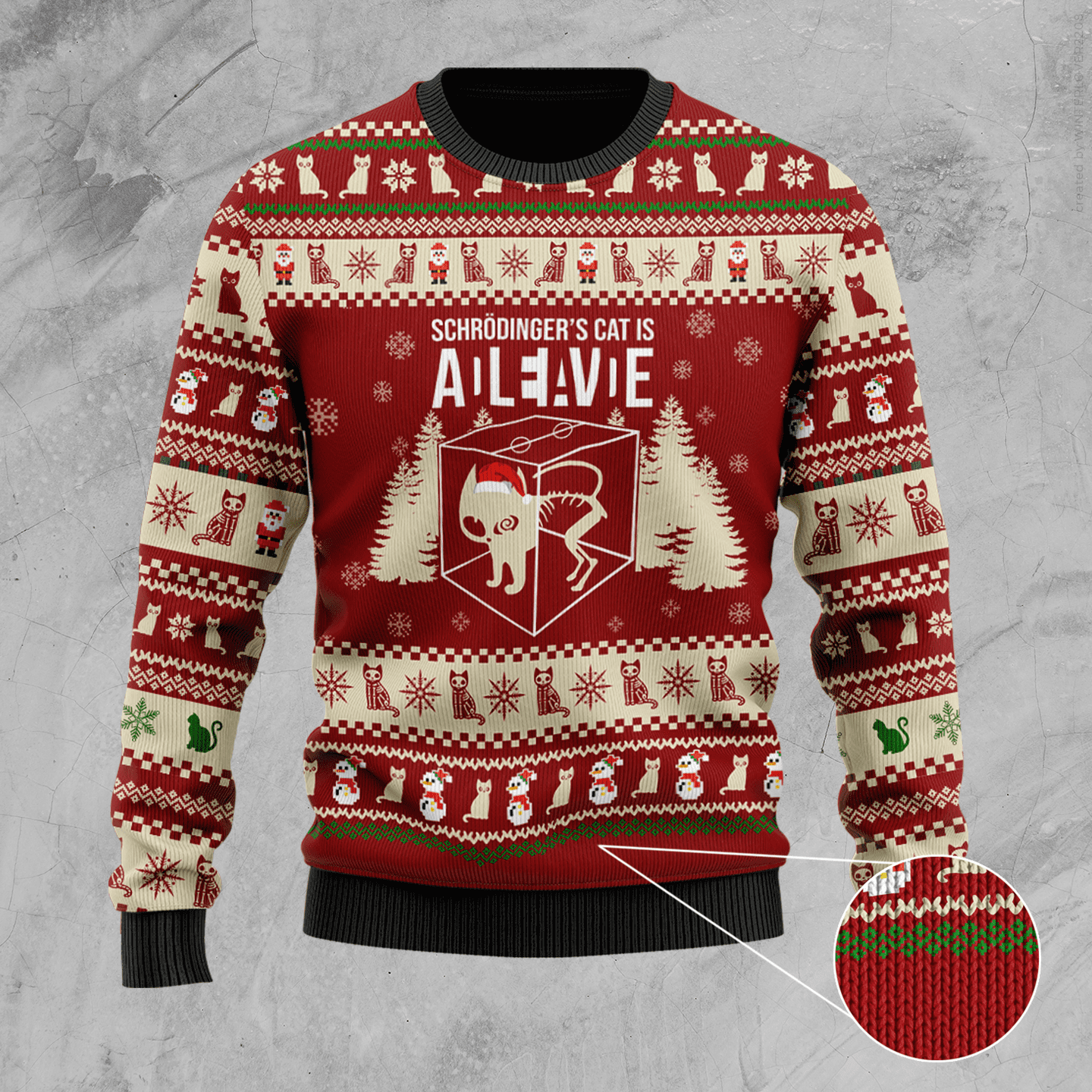 Schrödinger's Cat Science Ugly Christmas Sweater