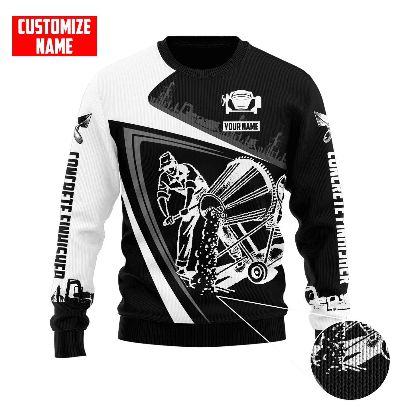 Customized Name Mixer Concrete Finisher 3D All Over Printed Unisex Shirts