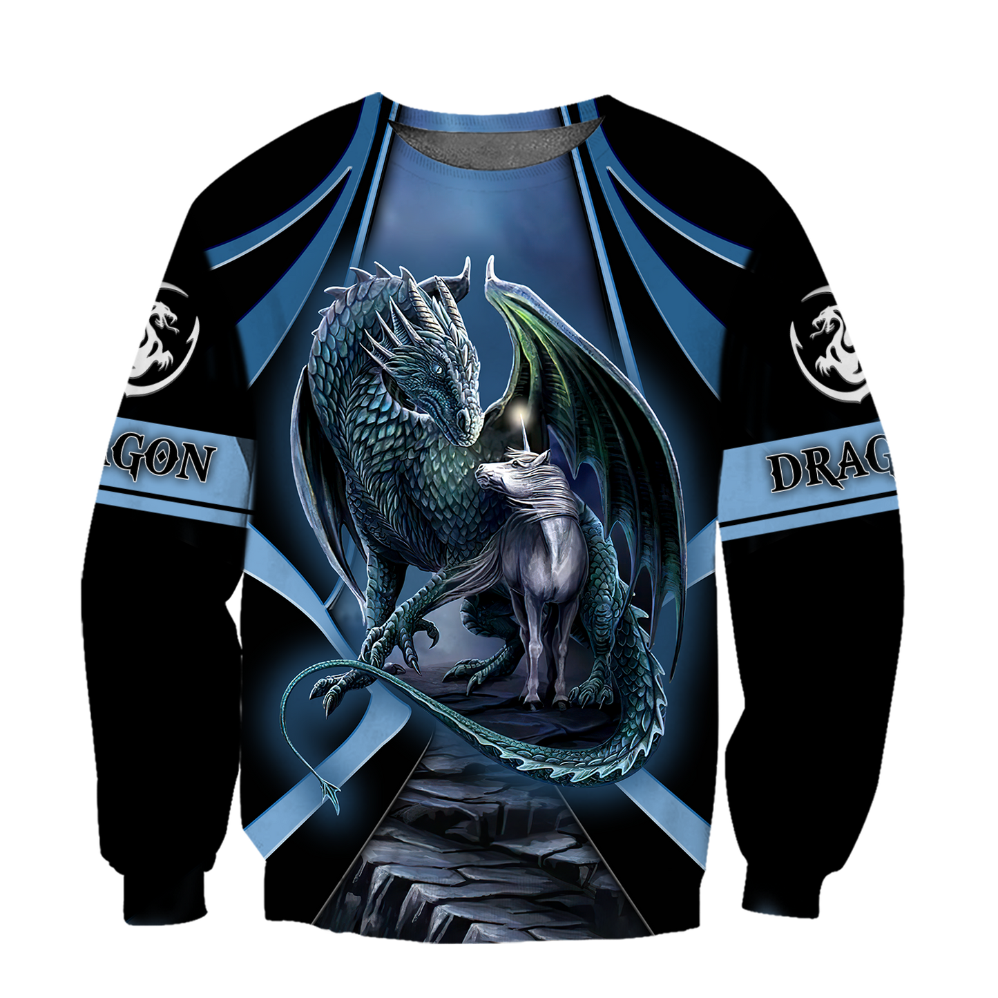 Premium All Over Printed Blue Dragon And Horse Shirts MEI