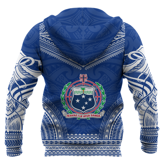 Samoa Polynesian Chief Hoodie - Blue Version - Amaze Style™-Apparel