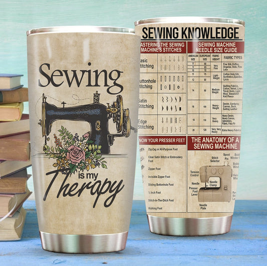 Sewing Is My Therapy Stainless Steel Tumbler