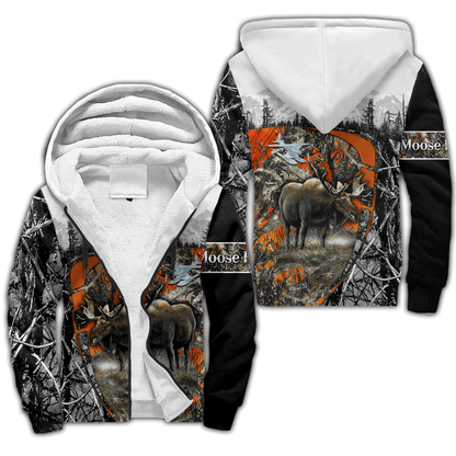Moose Hunting Camo 3D Over Printed Unisex Deluxe Hoodie ML