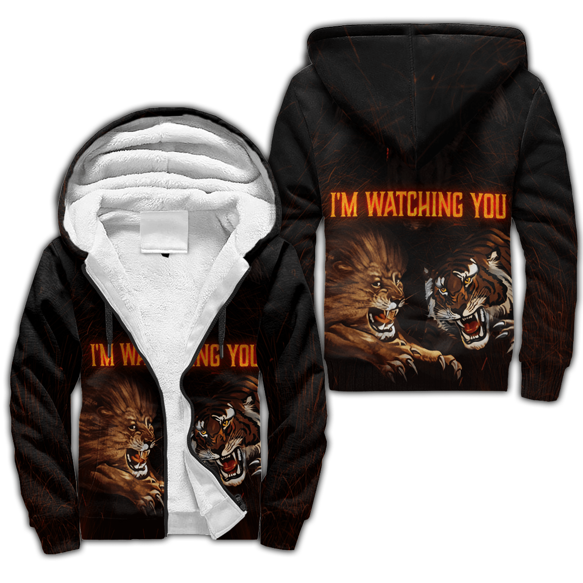 Wolf I Am Watching You All 3D Over Printed Unisex Hoodie ML