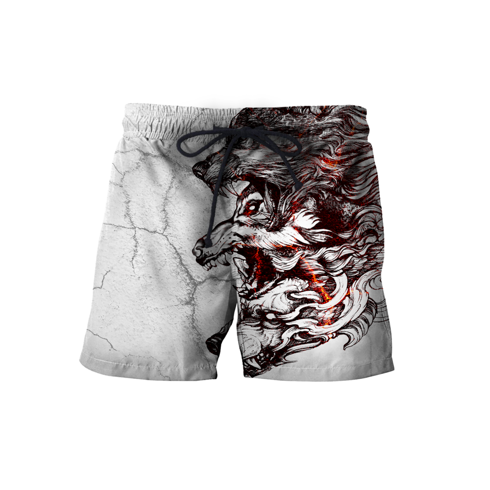 Three Gray Wolfs White Tattoo 3D Over Printed Shirt for Men and Women