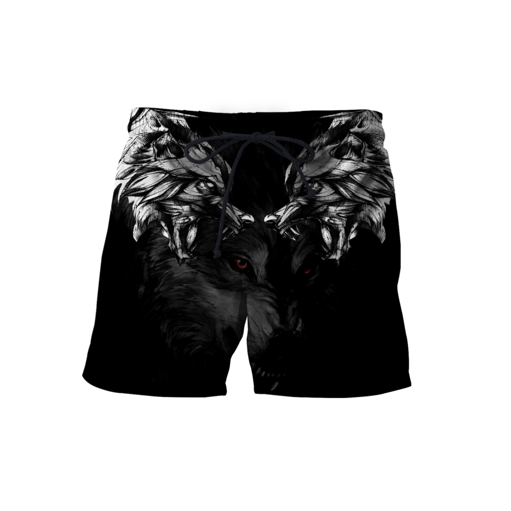 Double Dark Wolf Tattoo Over Printed Shirt For Men and Women