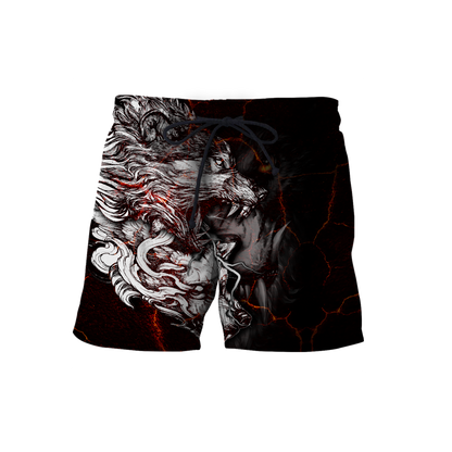 Red Thunder Wolf Tattoo All Over Printed Shirt for Men and Women