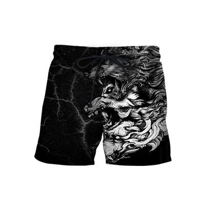 Three Gray Wolfs Tattoo 3D Over Printed Shirt for Men and Women