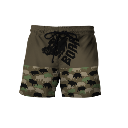 Boar Hunting Dark Green Camo 3D All Over Printed Shirt