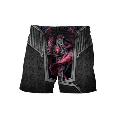 3D Tattoo and Dungeon Dragon Hoodie HAC26124-Apparel-NM-Shorts-S-Vibe Cosy™