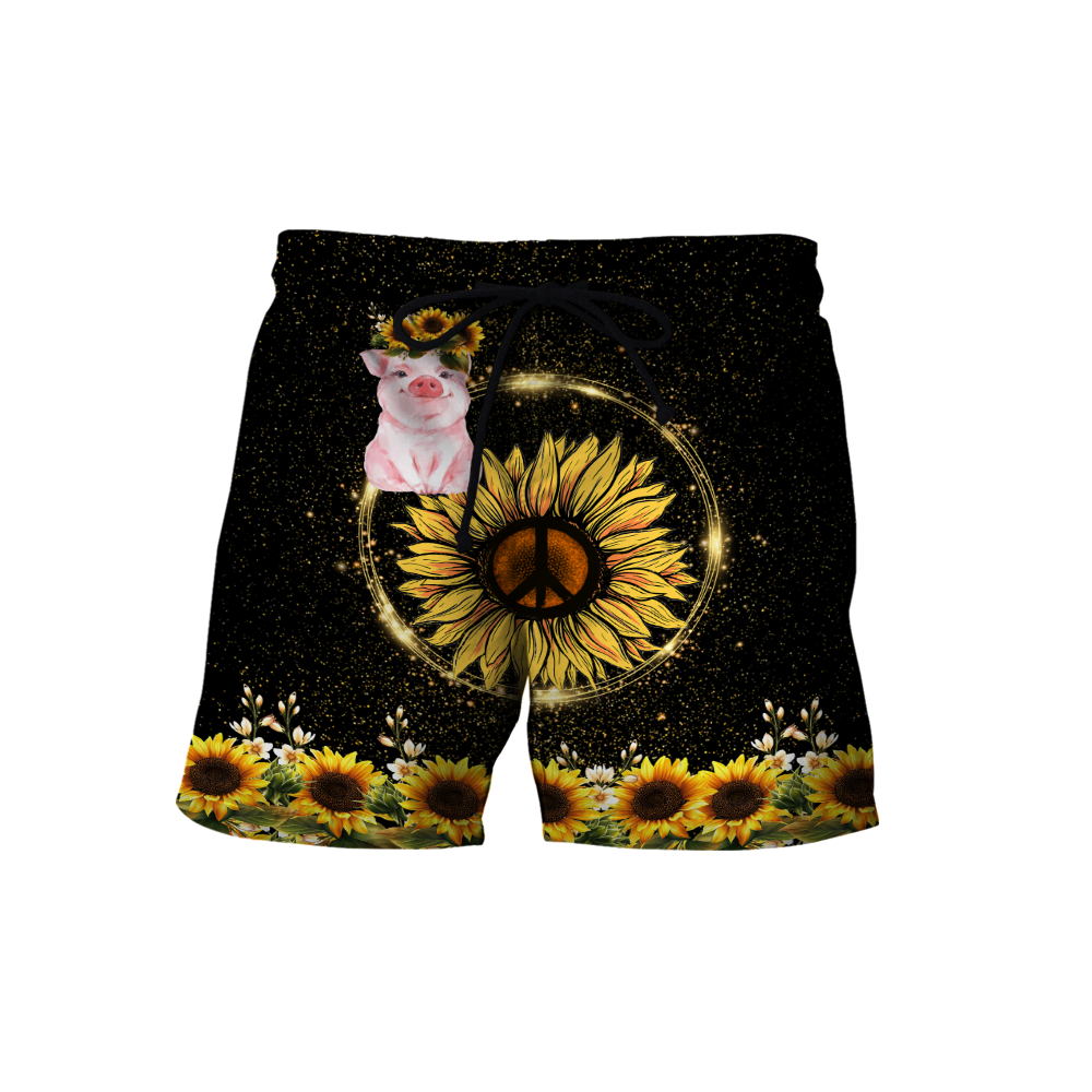Lovely Pig And Sunflower 3D All Over Printed Shirts