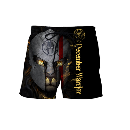 Custom Name December Spartan Lion Warrior 3D All Over Printed Unisex Shirts