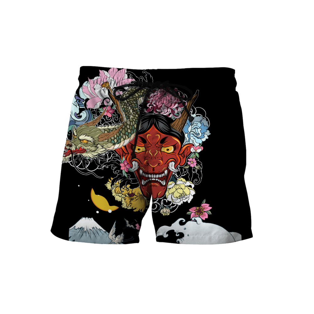 Japanese Oni Mask Tattoo 3D Over Printed Unisex Hoodie-ML