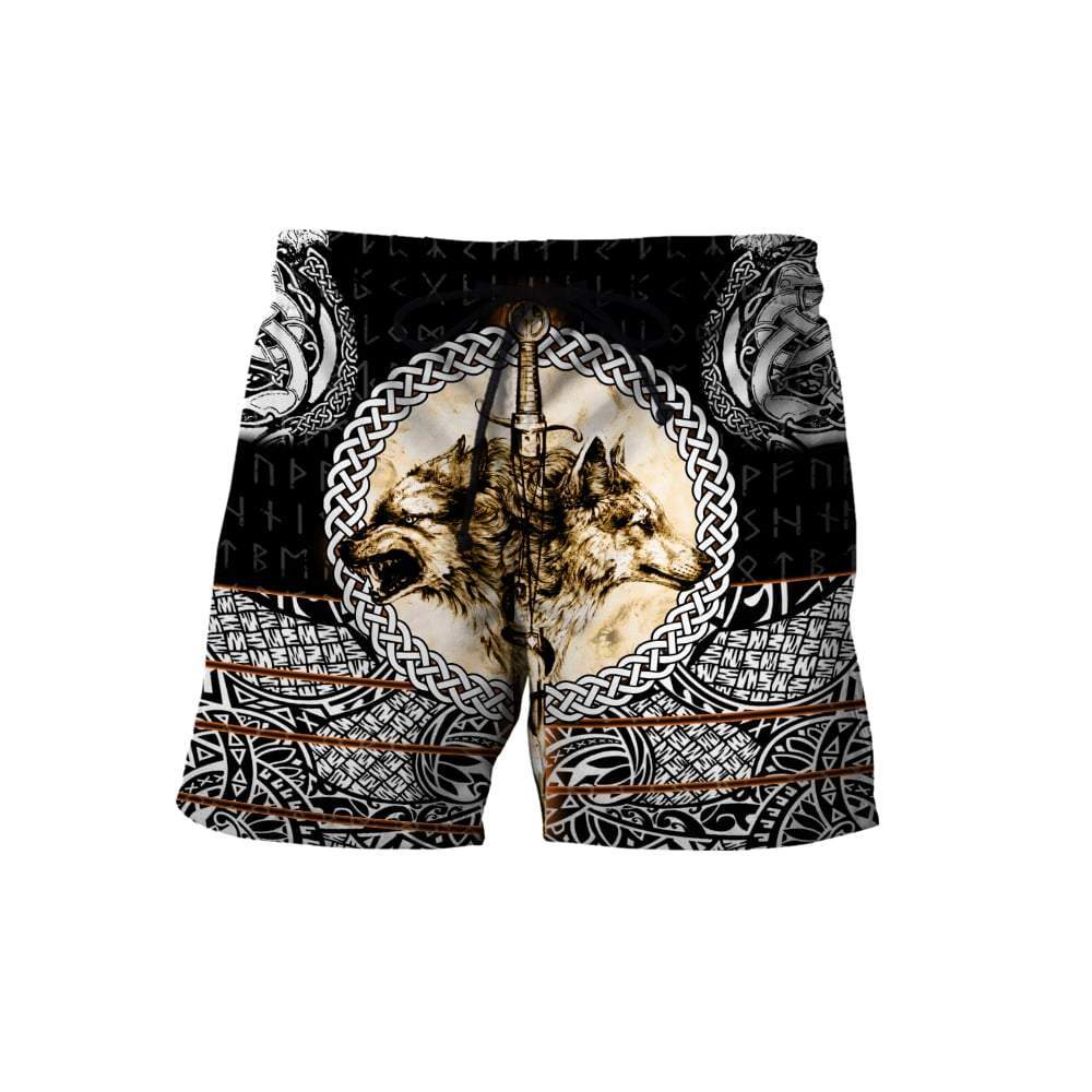 Wolf & Viking Tattoo 3D Over Printed Hoodie for Men and Women-ML