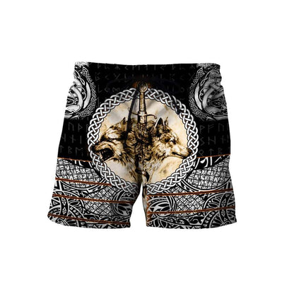 Wolf & Viking Tattoo 3D Over Printed Hoodie for Men and Women-ML