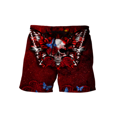 Butterfly love Skull red 3D all over printed for man and women QB05312002