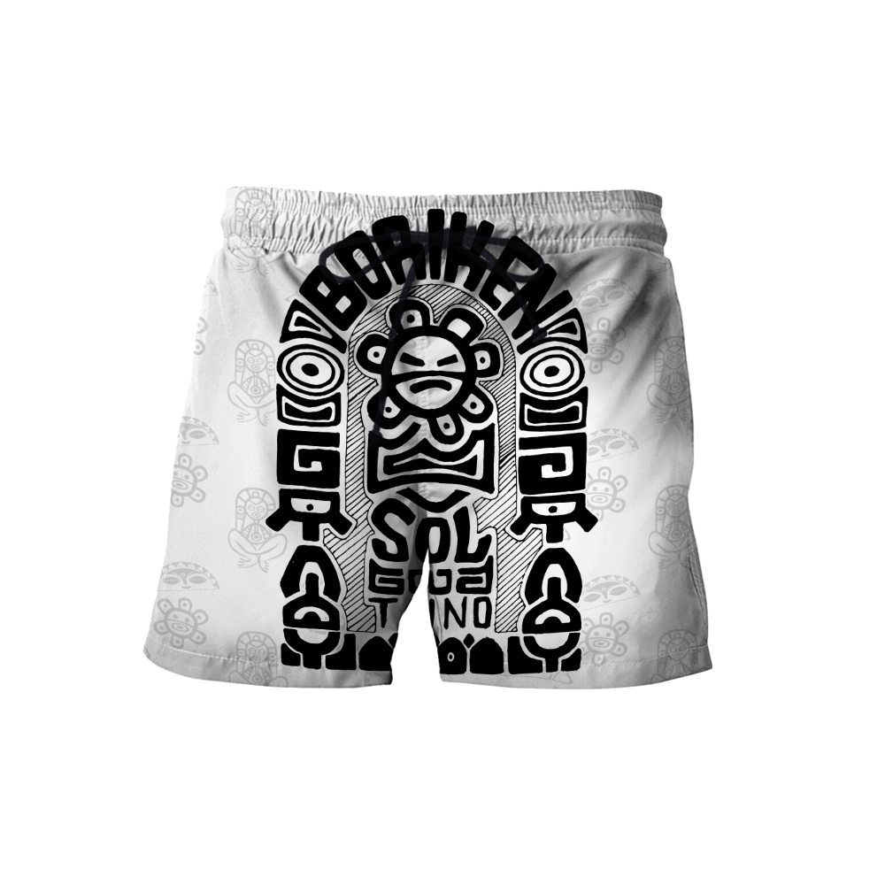 Puerto Rico Black Symbol Sol Taino On White Shirt QB06232004S-Apparel-TQH-Shorts-S-Vibe Cosy™