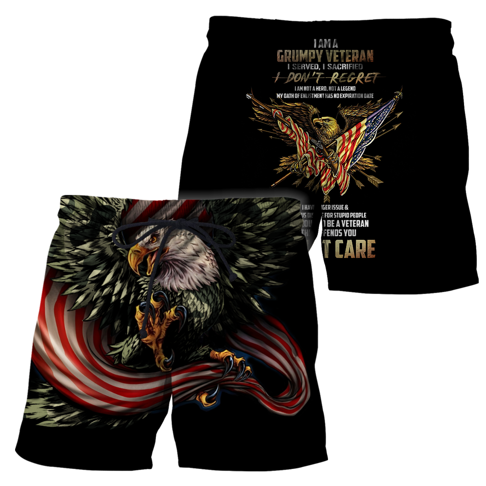 Eagle US Grumpy Veteran 3D shirts for men and women Proud Military