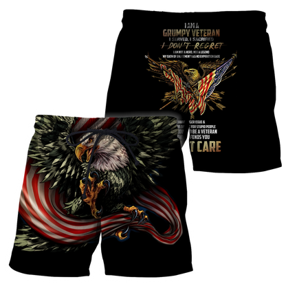 Eagle US Grumpy Veteran 3D shirts for men and women Proud Military