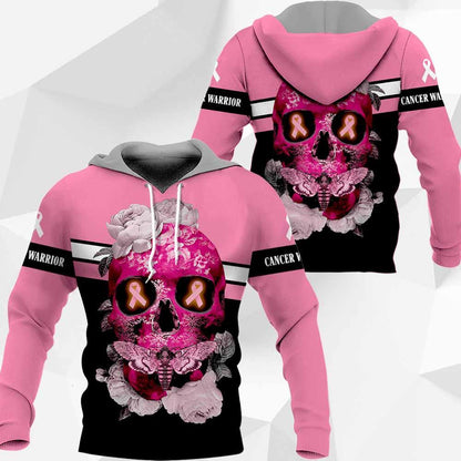 3D Skull Flower Breast Cancer Awareness Hoodie T-Shirt Sweatshirt SU110308 - Amaze Style™-Apparel