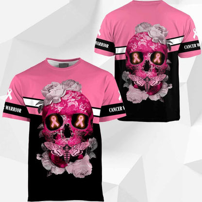 3D Skull Flower Breast Cancer Awareness Hoodie T-Shirt Sweatshirt SU110308 - Amaze Style™-Apparel
